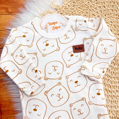  CONJ. DE MALHA 3 PEÇAS - Bear - Mostarda e Off White